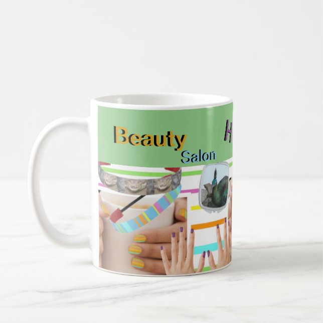 Mug Salon de beauté HAPPY NAILS Cust. Musique de café  (Gauche)