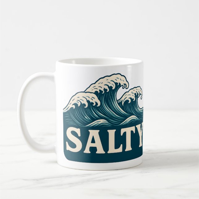 Mug Salty Teal Blue Surf Beach Waves Nautical Coastal (Gauche)