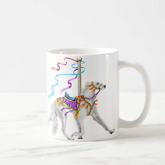 Mug Saluki Carousel Blanc (Droite)