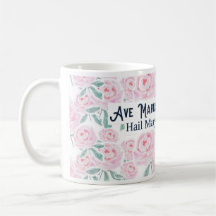 Mug Salut Mary Ave Maria Prière latine Catholique Flor