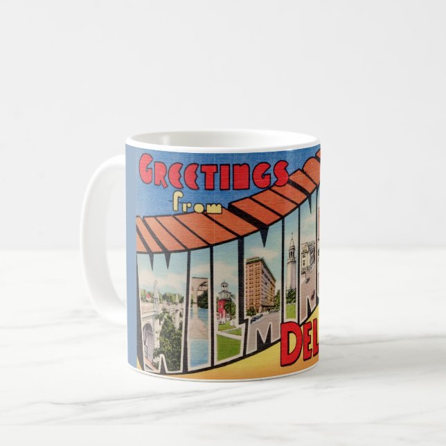 Mug Salutation rétro pour Wilmington Delaware (Devant gauche)