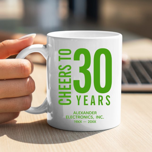 Mug Salutations à 30 ans d'anniversaire d'affaires (Change to ANY YEAR! Lots of other colors and years pre-done for you in our collection.)