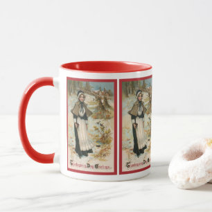 Mug Salutations de jour de Thanksgiving avec une femme