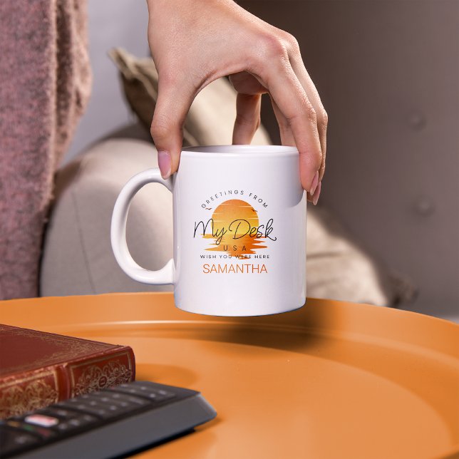 Mug Salutations de mon bureau coucher de soleil sur l' (Créateur téléchargé)