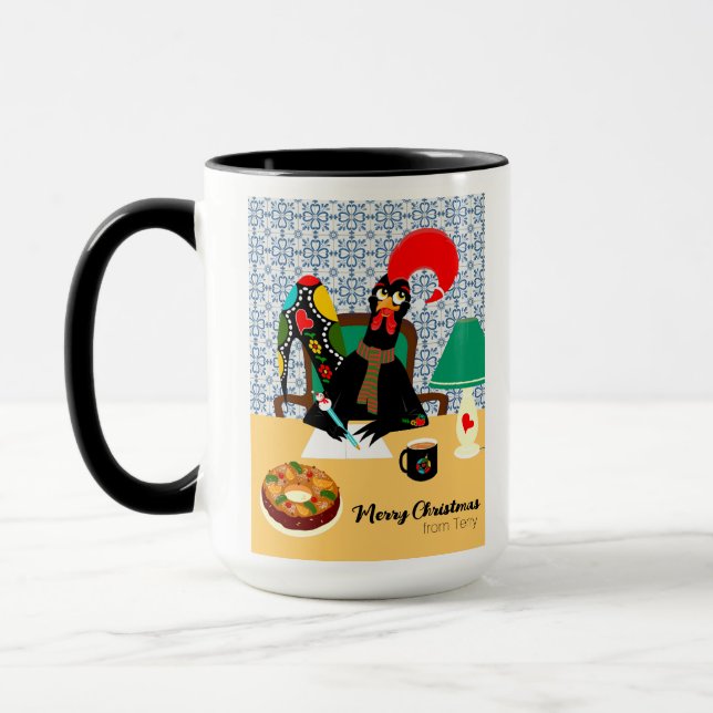 Mug Salutations de Noël du Rooster portugais (Gauche)