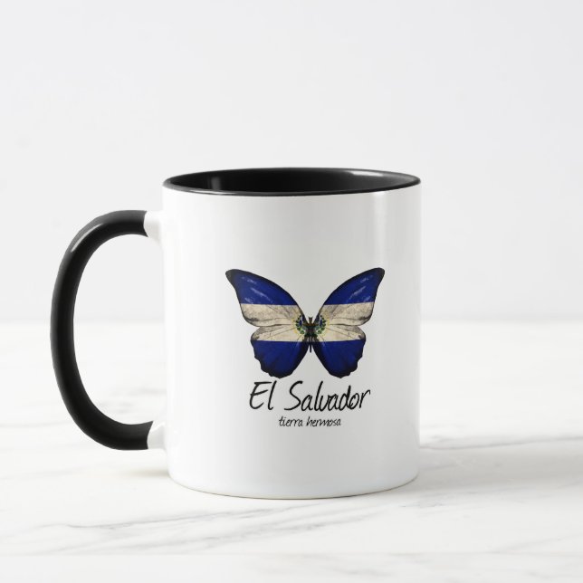 Mug Salvador, Drapeau salvadorien, Papillon enveloppé, (Gauche)