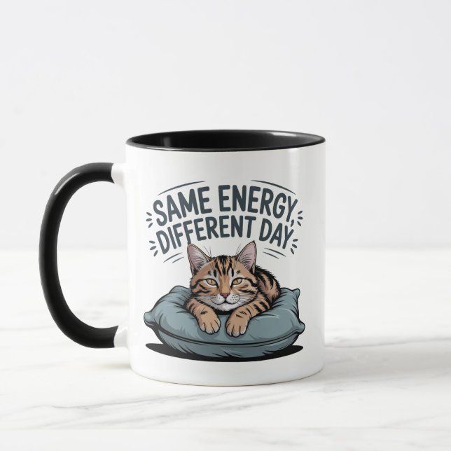 Mug Same Energy Different Day Cat  | Cute Lazy Cat  (Gauche)