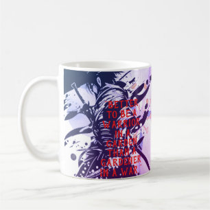 Mug Samouraï Bleu & Art à l'Encre de Fleur de Cerisier