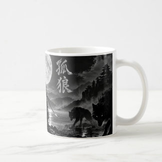 Mug Samouraï Loup Solitaire sous la Lune – Kanji Art (