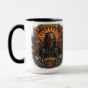 Mug Samouraï Oni Motard - Vivre Pour Rouler Fondé En 1