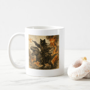 Mug Samurai Chat équitation Dinosaure en éruption volc