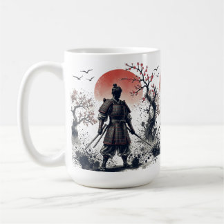 Mug Samurai Warrior with Twin Katanas Sunset Art
