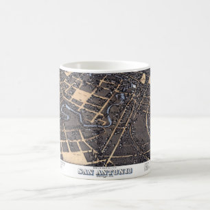 Mug San Antonio, Texas, Antique Aerial City Map, 1873