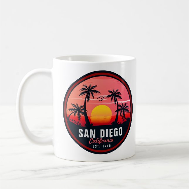 Mug San Diego California Retro Sunset Souvenirs 60s (Gauche)