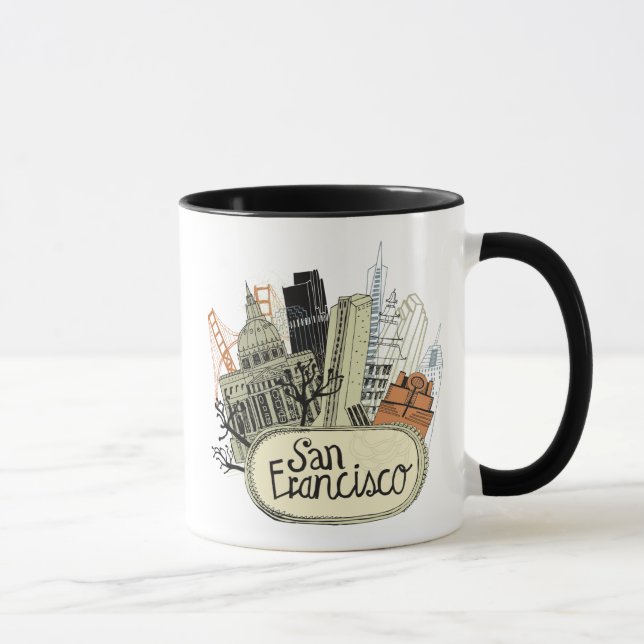 Mug San Francisco tirée par la main (Droite)