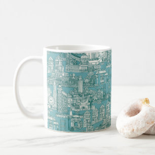Mug San Francisco toile viridian turquoise bleu