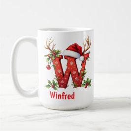 Mug Santa chic Monogram initial W merry Christmas 