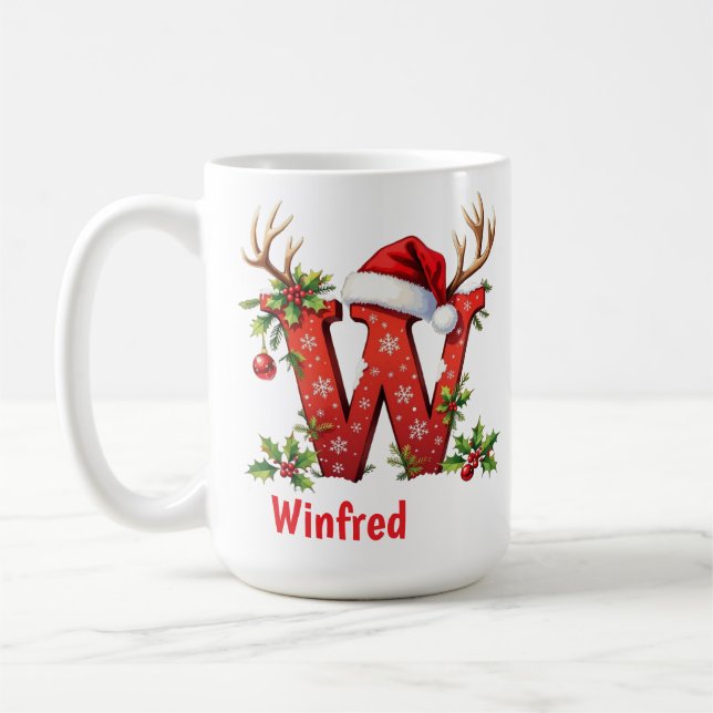 Mug Santa chic Monogram initial W merry Christmas  (Gauche)