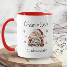 Santa Christmas Custom Name Kids Hot Chocolate