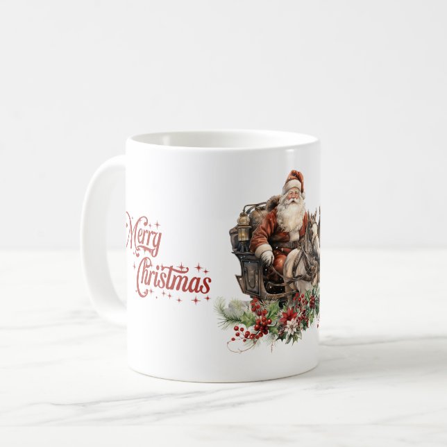 Mug Santa Claus classique traditionnel avec chevaux (Devant gauche)
