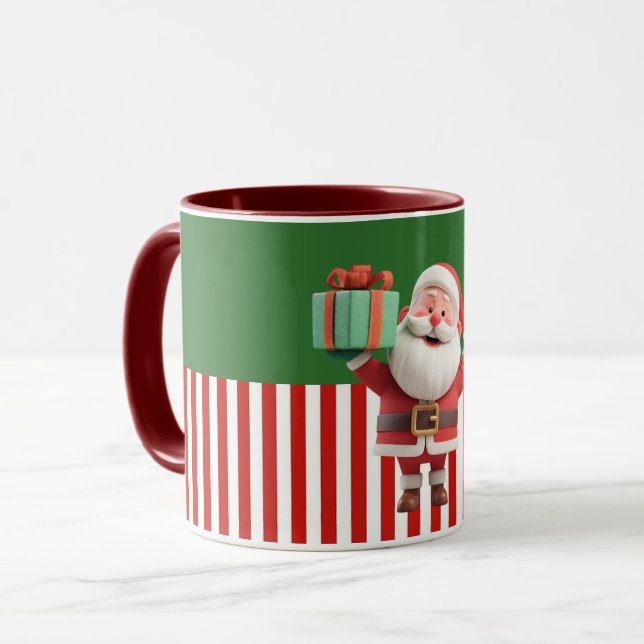 Mug Santa Claus Holding Gift Box Illustration (Devant gauche)