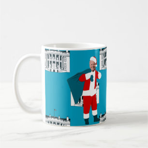 Mug santa claus joe biden blue xmas blanc