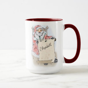 Mug Santa Claus Scroll Naughty Nice Liste personnalisé