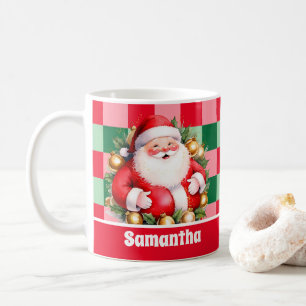 Mug Santa Claus Tartan Rétro Noël Plaid