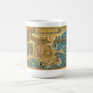 Mug Santa Cruz Californie Mosaïque Carte Jetée Plage