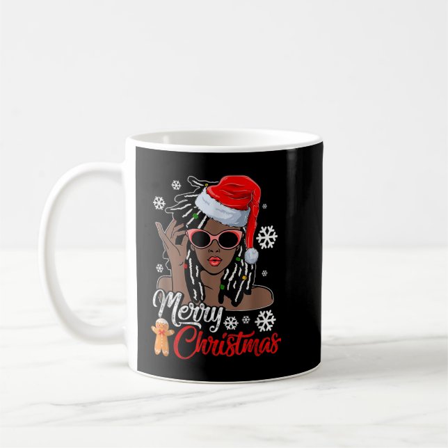Mug Santa Hat Black African Girl American Xm (Gauche)
