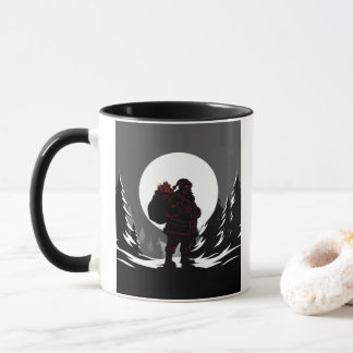 Mug Santa Noir – Black & White Santa with Red Glow 