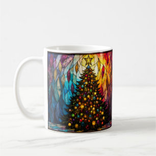 Mug Sapin de Noël de style vitrail avec étoile