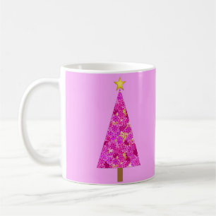 Mug Sapin de Noël moderne floral magenta