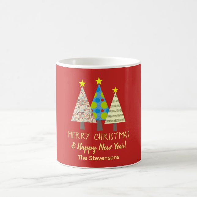 Mug Sapins de Noël Rouges Personnalisés (Centre)