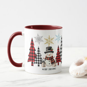 Mug Sapins et bonhomme de neige "Joyeux Noël" modernes