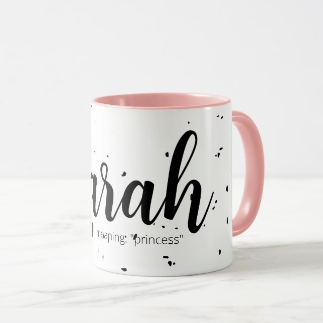 Mug Sarah Nom Signifiant Minimal Moderne Script Girl C (Devant droit)