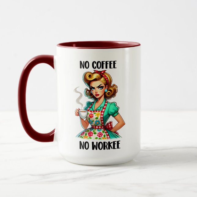 Mug Sarcastique Pas de café Pas de boue de travail (Gauche)