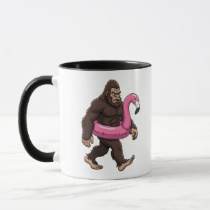 Mug Sasquatch dans un Flotteur de Flamant Rose Cryptid