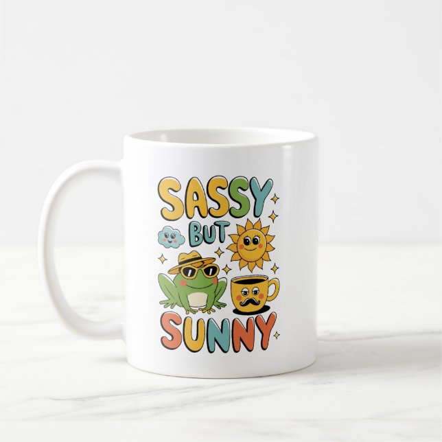 Mug Sassy Mais Ensoleillé - Drôle Frog été (Gauche)