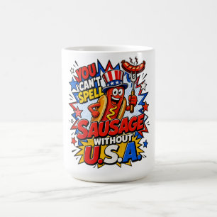 Mug Saucisse USA drôle BBQ Pun Art comique patriotique