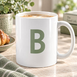 Mug Sauge personnalisé vert grande lettre initiale mod