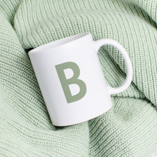Mug Sauge personnalisé vert grande lettre initiale mod