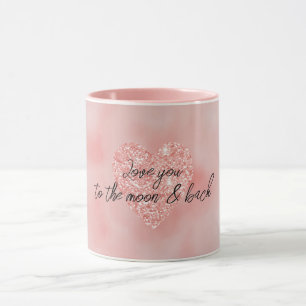 Mug Saumon Pink Ombre Parties scintillant Coeur Love C