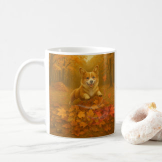 Mug Saut de feuille de Corgi