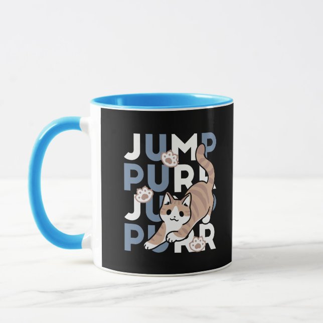 Mug Sauter Purr Jump : Conception de chat joueuse avec (Gauche)