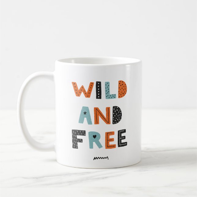 Mug Sauvage et libre | Lettres Doodle (Gauche)