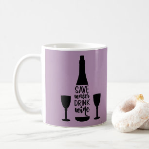Mug Sauvez de l'eau Boire du vin Bouteille noire Deux