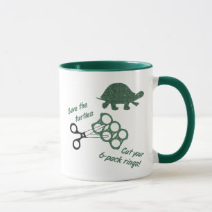 Mug Sauvez les Tortues Anneaux de Six Pack Coupés