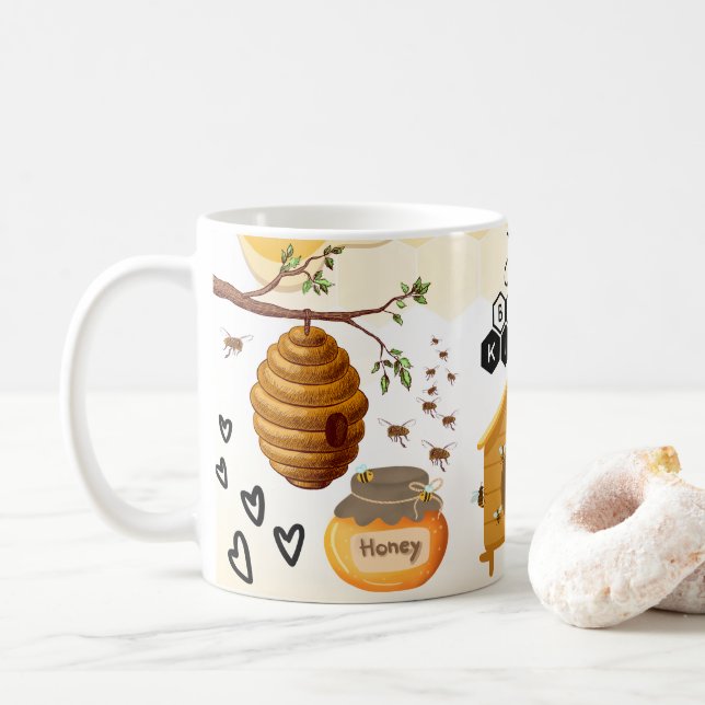 Mug Save the Bees Inspirational Bee Honey Lover Gift  (Avec donut)
