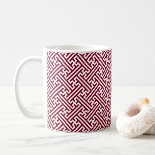Mug Sayagata motif, japonais, bourgogne et blanc